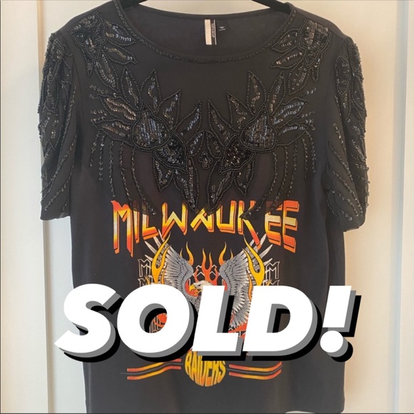 Vintage Beaded Milwaukee Raiders Tee by TopShop - Picture 1 of 4